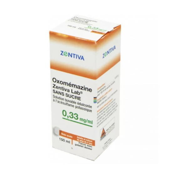 Zentiva Oxomémazine 0,33 mg/ml Sirop Sans Sucre 150 ml – Médicament contre la toux sèche