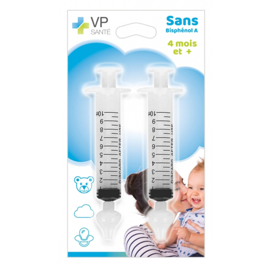 Pack de 2 Mouches Bébés colorés sans Bisphénol 4 mois et + - 2 Seringues Nasales 10 ml