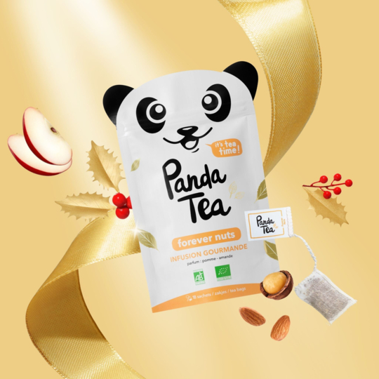 Panda Tea Forever Nuts – Infusion pomme, amande et cannelle, 18 sachets