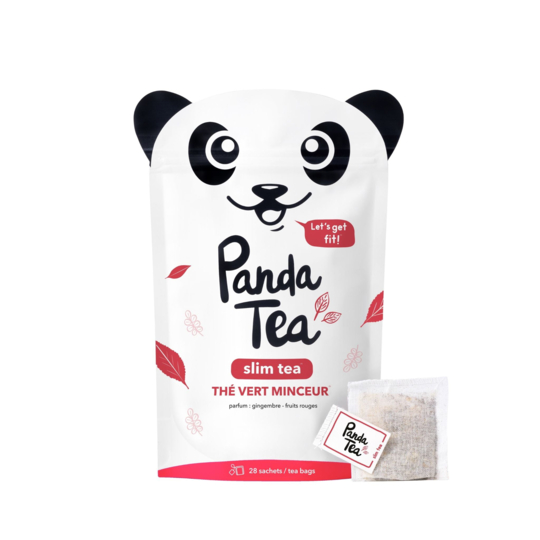Panda Tea Slim Tea Gingembre-Fruits rouges – Thé vert au maté, 28 sachets
