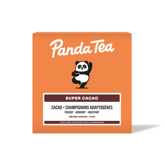 Panda Tea Super Cacao – Cacao + Champignons Adaptogènes, 14 sticks