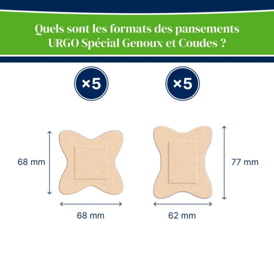 URGO Spécial Genoux et Coudes 10 pansements Protection de la plaie 2 formats