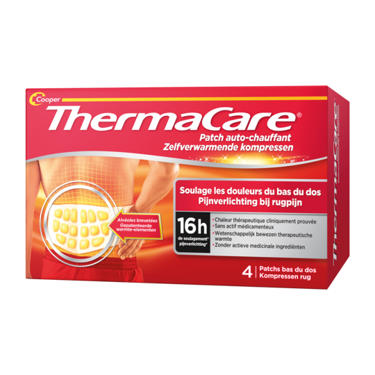ThermaCare Patch Auto-Chauffant Bas du Dos x4 – Douleurs lombaires et musculaires