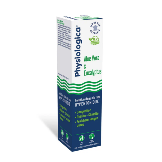 Physiologica Solution d'eau de mer isotonique aloe vera & eucalyptus 120 ml nez encombré & hydratation