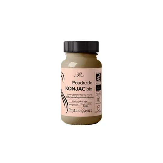 Phytalessence Pure poudre de konjac bio 60 gélules – complément alimentaire satiété et transit