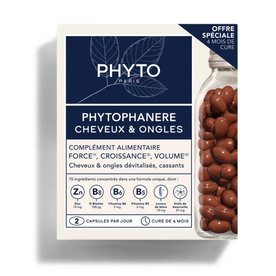 Phytophanère Complément Alimentaire Cheveux et Ongles Force, Croissance, Volume 4 mois
