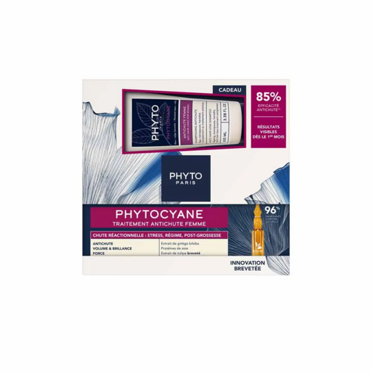 Phytocyane Coffret Traitement Anti-Chute Réactionnelle Femme + Shampooing Revigorant 160 ml