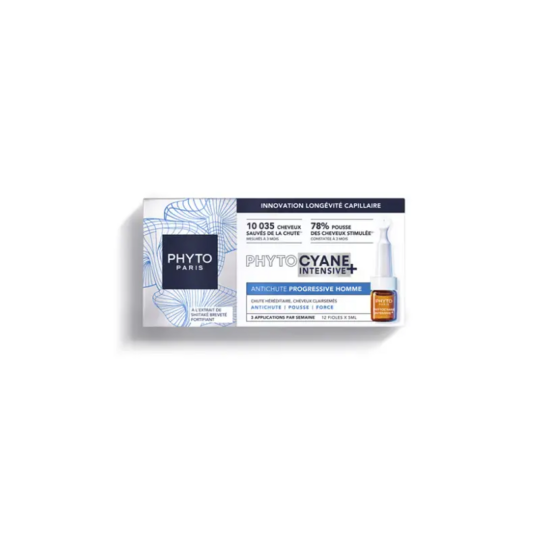 Phyto Phytocyane intensive+ traitement antichute homme 12 x 5 ml — soin expert chute progressive