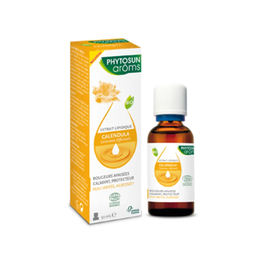Phytosun Arôms Huile végétale calendula bio 50ml – soin apaisant pour peaux sensibles