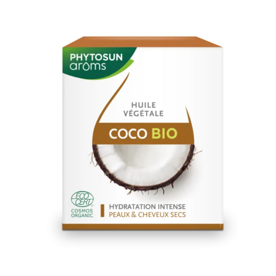 Phytosun Aroms huile végétale coco bio 100 ml – huile végétale hydratante pour peau et cheveux