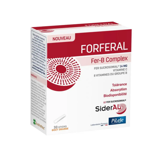 Pileje Forferal Fer-B complex 30 sticks orodispersibles – synergie fer, vitamines B et C sans eau