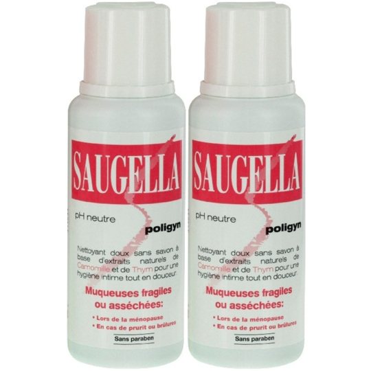 Saugella POLIGYN - Nettoyant Doux Intime - Lot de 2 x 250 ml (25 % sur le second)