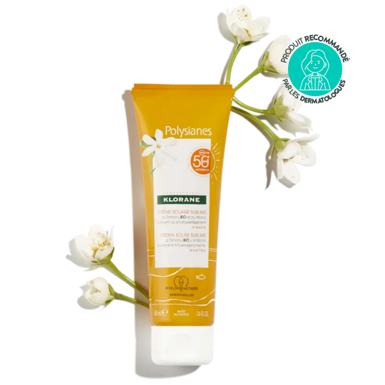 Klorane Polysianes Crème solaire sublime au Tamanu BIO et Monoï - Hydratant, sublimant, protecteur Permanent SPF 50 50 mL