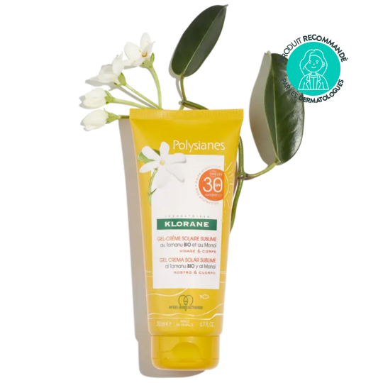 Klorane Polysianes Gel-crème solaire sublime SPF 30 au Tamanu BIO et Monoï - Nourrissant, sublimant, protecteur 200 mL