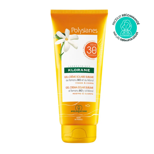Klorane Polysianes Gel-crème solaire sublime SPF 30 au Tamanu BIO et Monoï - Nourrissant, sublimant, protecteur 200 mL