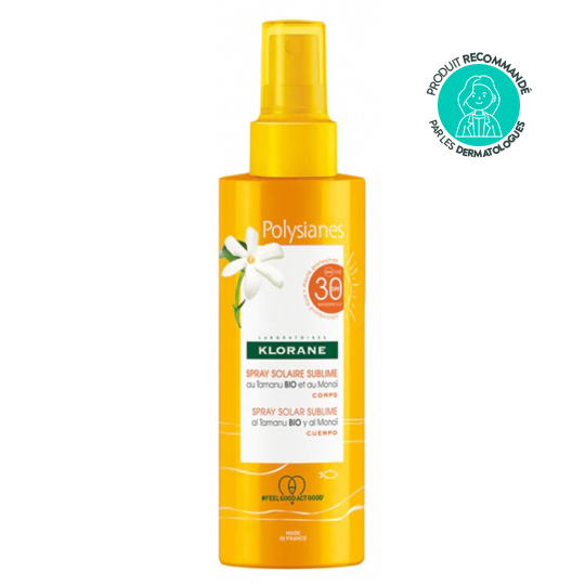 Klorane Spray Solaire Sublime SPF30 au Tamanu BIO et Monoï - Rafraîchissant, hydratant, protecteur 200 mL