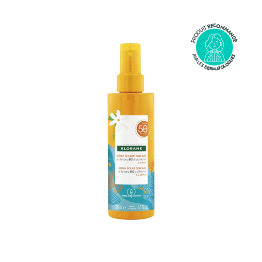 Klorane Spray Solaire Sublime SPF 50  Hydratant, rafraîchissant, protecteur - Tamanu BIO et Monoï 200 ml