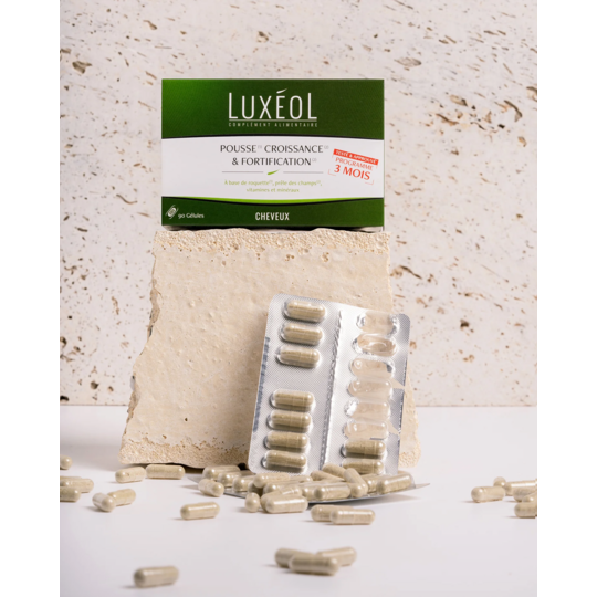 Luxéol pousse croissance et fortification 90 gélules – Stimule la pousse, renforce le cheveu et améliore la densité