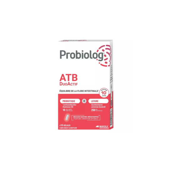 Probiolog ATB duoactif 10 gélules – équilibre flore intestinale – probiotique et levure boulardii