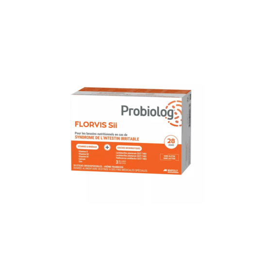 Probiolog Florvis SII 28 sticks – soulagement syndrome de l’intestin irritable, ballonnements et douleurs – goût framboise