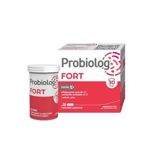 Probiolog Fort Lactobacillus acidophilus LA-5 Bifidobacterium lactis BB-12 équilibre intestinal — 30 gélules programme 30 jours