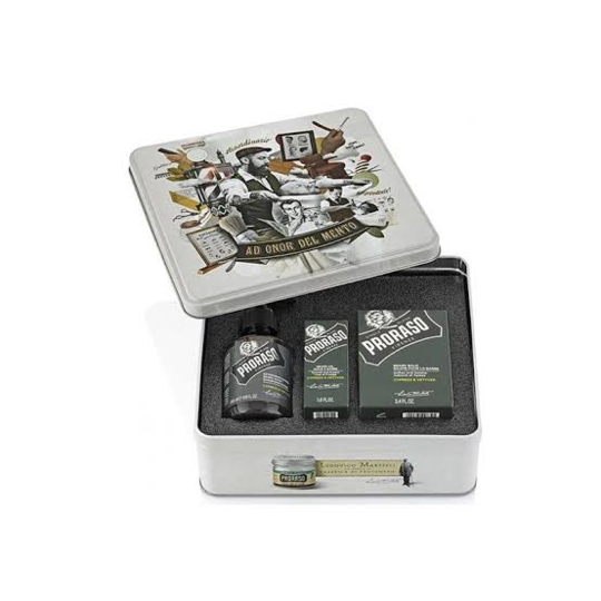 Proraso Coffret Barbe Cypress & Vetyver – Shampoing, Baume et Huile pour la Barbe