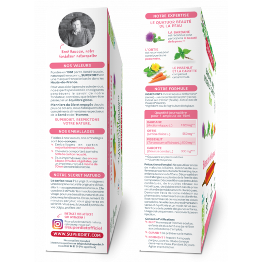 Superdiet Quatuor Beauté de la peau BIO 20 ampoules