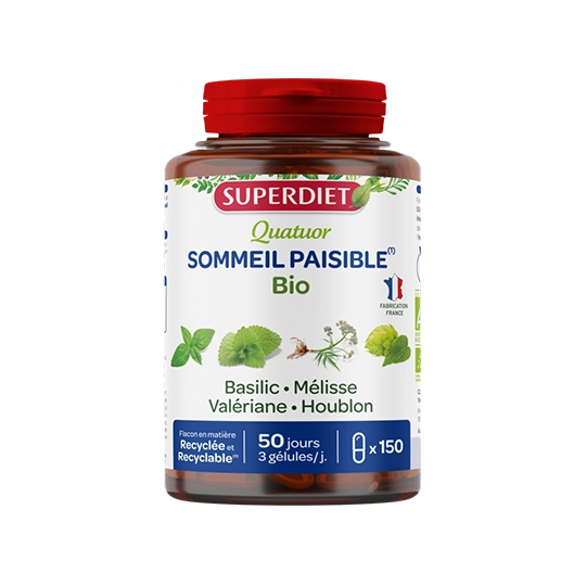 Superdiet Quatuor Sommeil paisible à la  Mélisse BIO 150 gélules
