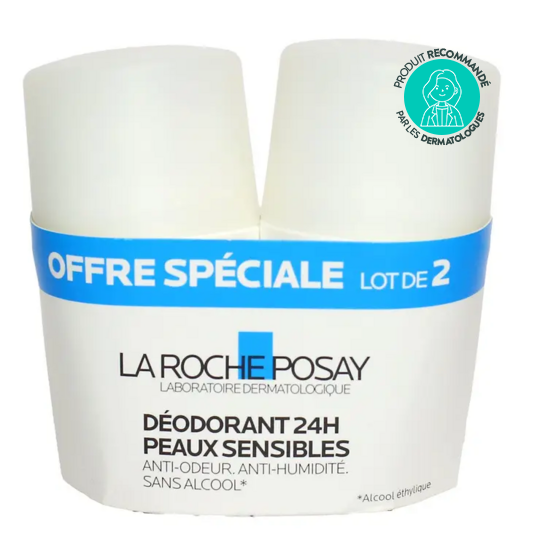 La Roche-Posay déodorant bille 24h peaux sensibles 2x50 ml – déodorant anti-odeur sans alcool