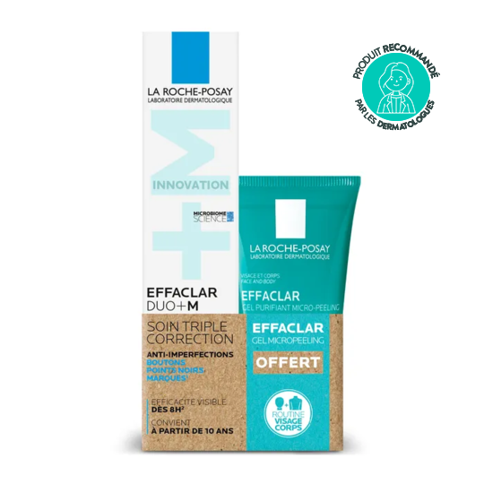 La Roche-Posay Effaclar Duo+M Soin triple correction anti-imperfections 40ml + Gel Micropeeling Visage-Corps 50ml Offert