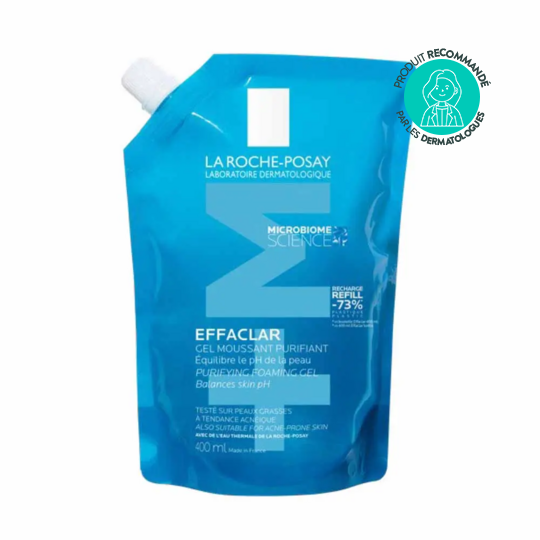 La Roche-Posay Effaclar Gel moussant purifiant  éco-recharge 400 ml – peaux grasses et sensibles à tendance acnéique