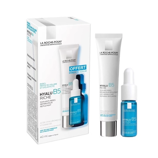 La Roche-Posay Hyalu B5 Riche Soin Anti-Rides Réparateur Repulpant 40 ml + Sérum Concentré 10 ml Offert