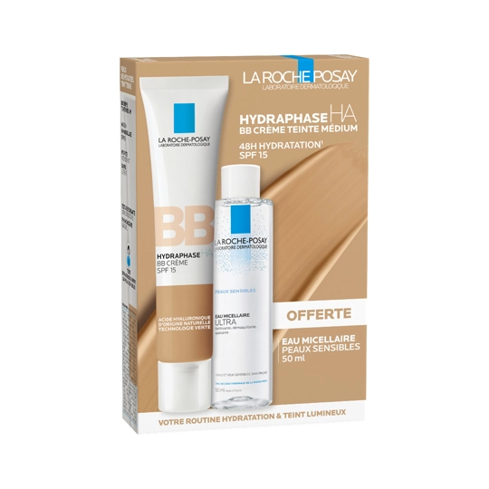 La roche-Posay Coffret Hydraphase HA BB Crème Teinte Medium 40ml + Eau Micellaire Peaux Sensibles 50ml Offerte