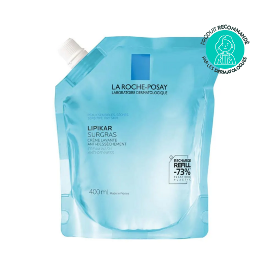 La roche-posay lipikar recharge surgras crème lavante anti-dessèchement 400 ml peaux sèches