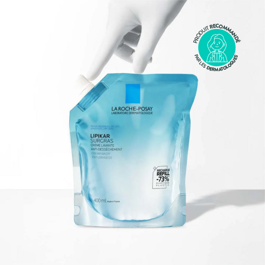 La roche-posay lipikar recharge surgras crème lavante anti-dessèchement 400 ml peaux sèches