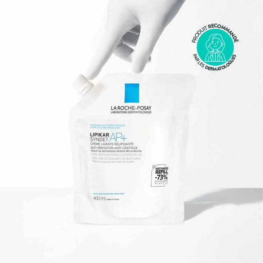 La roche-Posay lipikar crème lavante syndet ap+ peaux à tendance eczéma atopique eco recharge 400 ml nettoyant apaisant