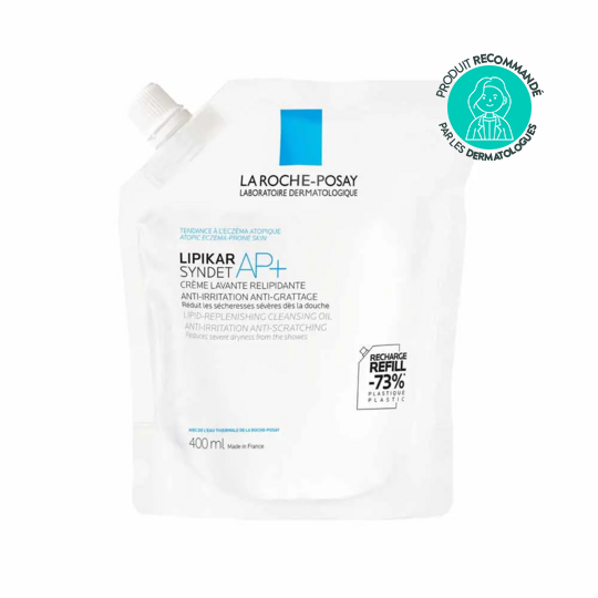 La roche-Posay lipikar crème lavante syndet ap+ peaux à tendance eczéma atopique eco recharge 400 ml nettoyant apaisant