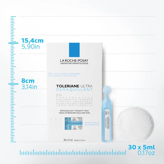 La Roche-Posay Tolériane  Démaquillant Visage et Yeux sans conservateurs 30 x 5 ml