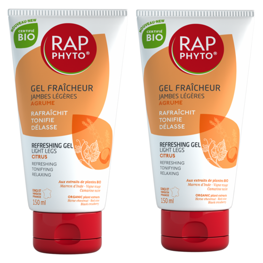 RAP PHYTO - Gel Fraîcheur Jambes Légères Agrume Bio - Lot de 2 x 150 ml