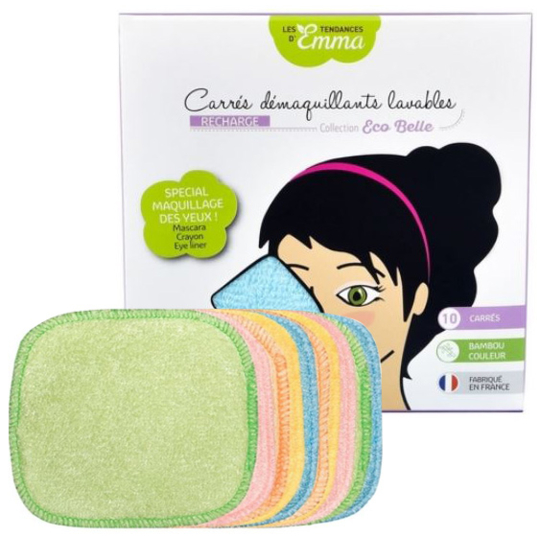 Recharge Carrés Démaquillants Bambou Couleur - Lot de 10 carrés