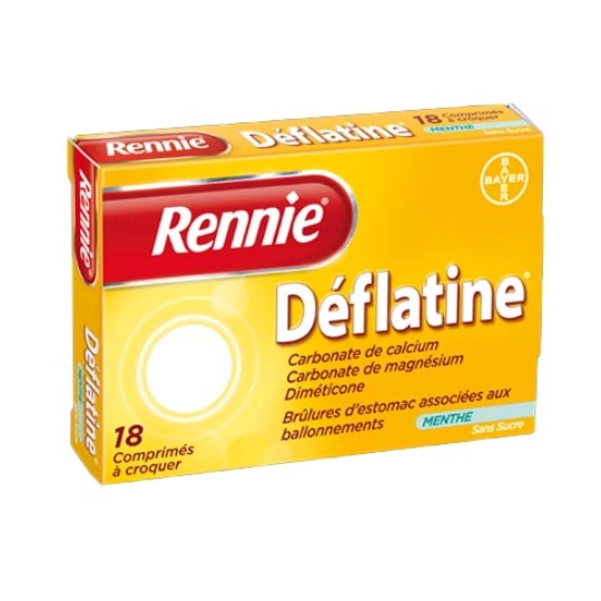 Rennie Déflatine Brûlures d’Estomac avec Ballonnements 18 comprimés – Médicament antiacide et antiflatulent