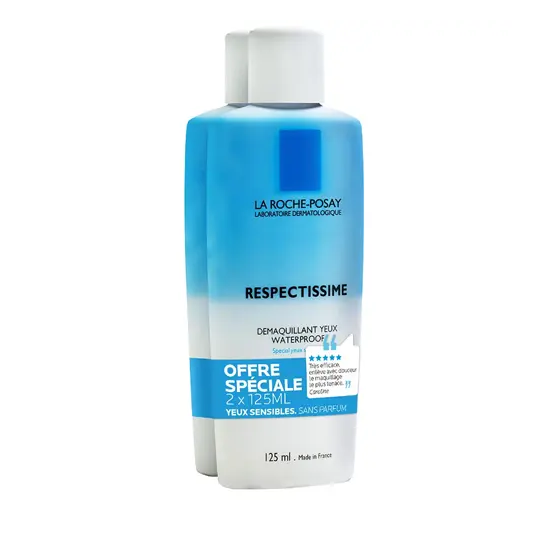 La Roche-Posay Toleriane Respectissime Démaquillant Yeux Waterproof Lot de 2 x 125 ml