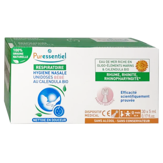 RESPIRATOIRE - Hygiène Nasale Unidoses Bébé au Calendula Bio - 30 Unidoses de 5 ml
