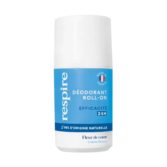 Respire Déodorant Roll-on fleur de coton 50 ml – déodorant naturel fraîcheur 24 h