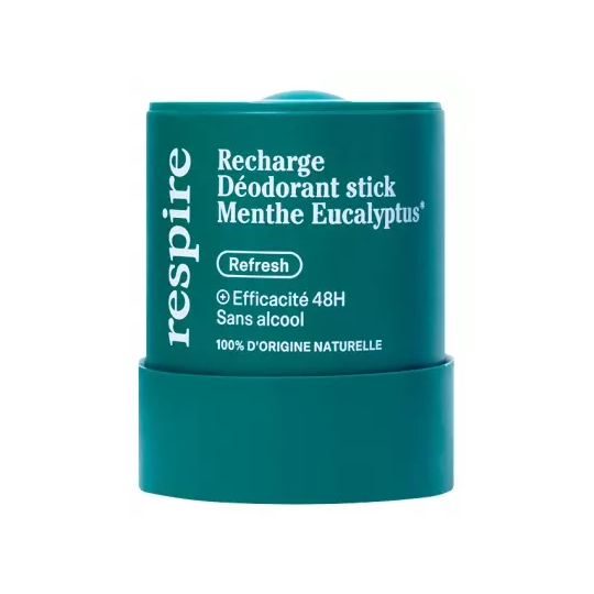 Respire Déodorant Stick menthe eucalyptus recharge 50 g – déodorant naturel antibactérien