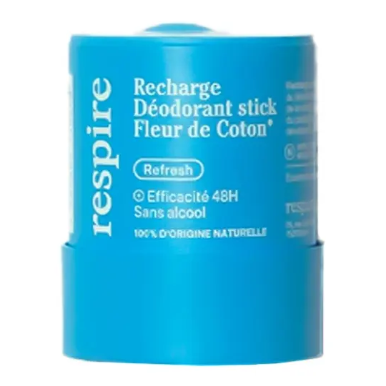 Respire Éco-recharge Déodorant stick fleur de coton 50 g – recharge déodorant naturel 48h