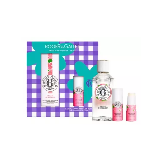 Roger & Gallet Coffret Fleur de Figuier – Eau Parfumée Bienfaisante 100 ml + Parfum Solide Rose 5 g Offert