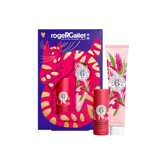 Roger & Gallet Coffret noël Gingembre Rouge – duo soin mains 30 ml et baume lèvres 3.5 g