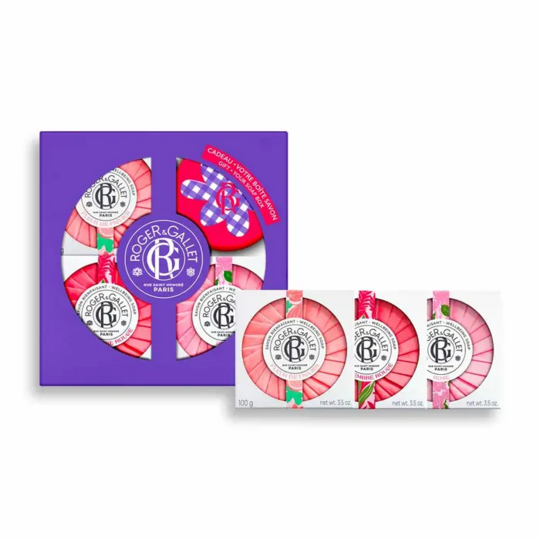 Roger & Gallet Coffret 3 Savons Bienfaisants Fleur de Figuier, Gingembre Rouge et Rose – 3 x 100 g
