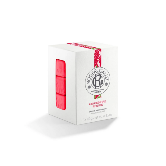 Roger & Gallet Savon Bienfaisant Gingembre Rouge coffret 3 x 100 g